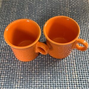 Set of 2: Retired Fiesta Tangerine Classic Ring Handle 10 1/4 oz Mugs
